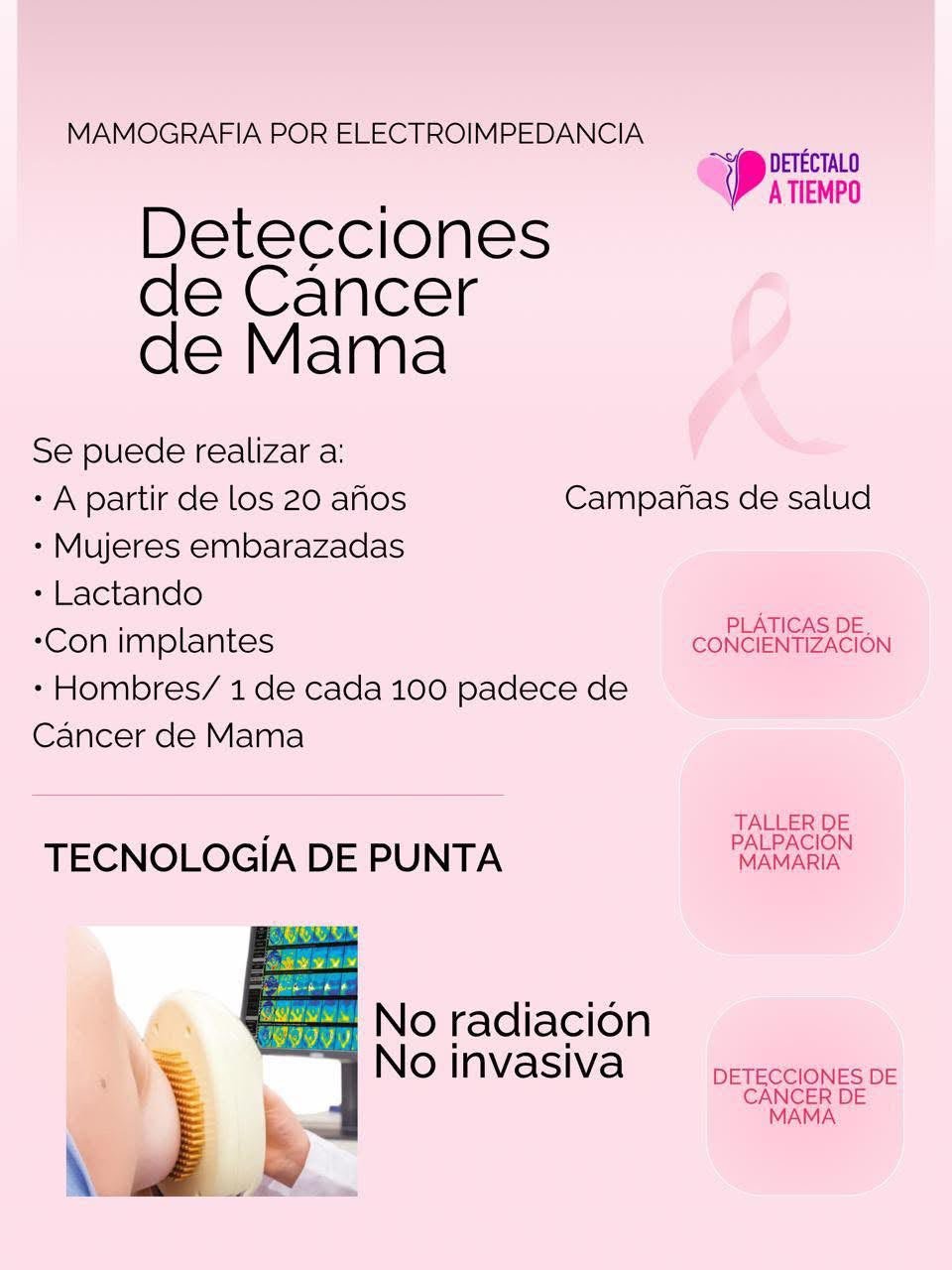 Detecciones de Cáncer de Mama. Tecnología de punta, no invasiva y cero radiación. Accesible para todas las edades y condiciones.