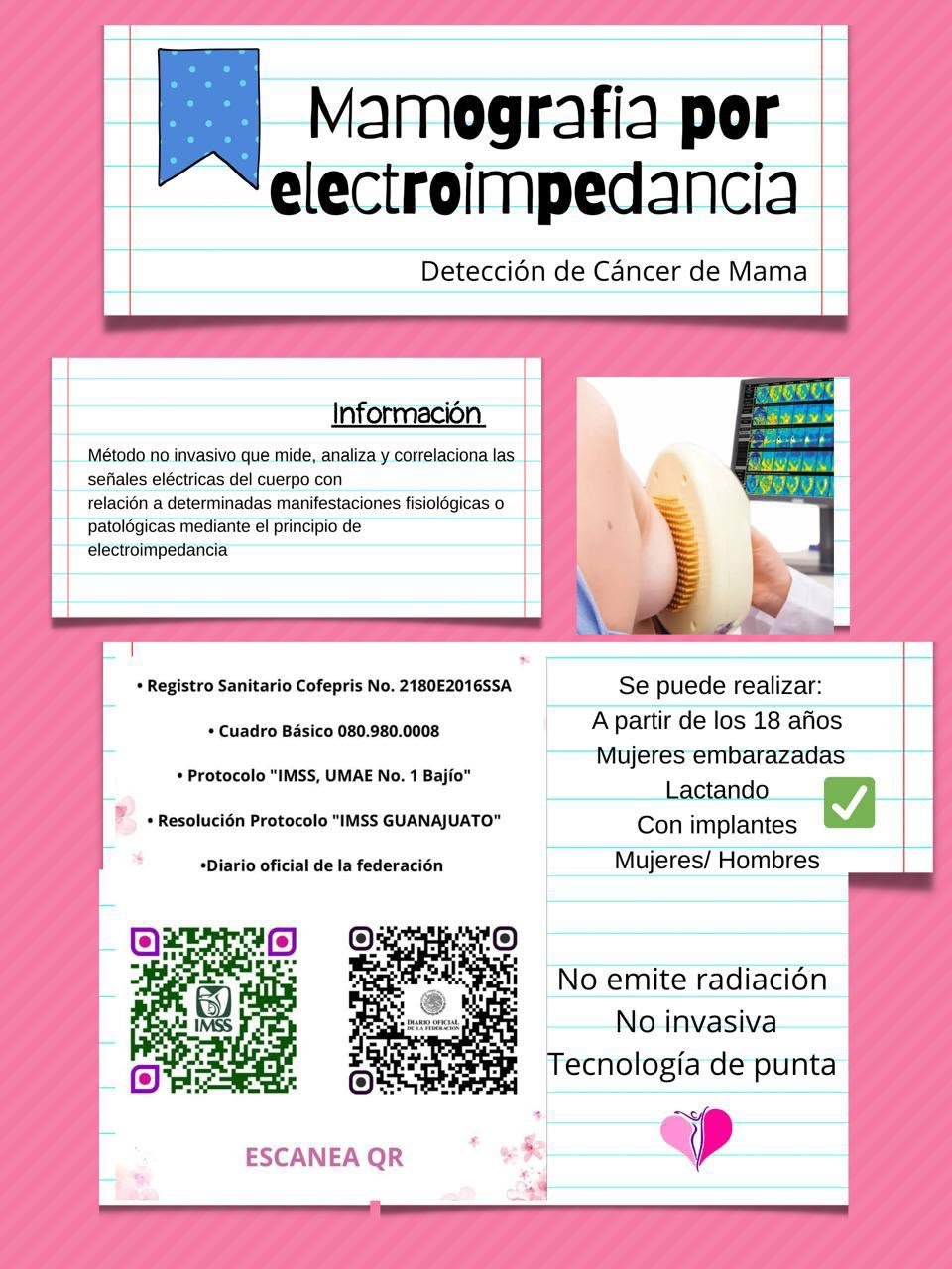 Mamografía por electroimpedancia. Método avalado y seguro. Mide y analiza señales eléctricas del cuerpo de forma innovadora.